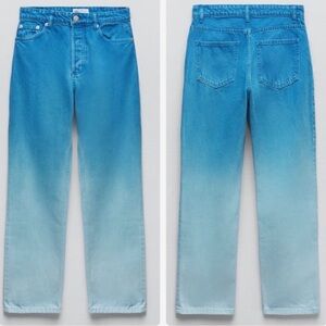 New with tag. Zara denim. Blue gradient. Straight leg jeans